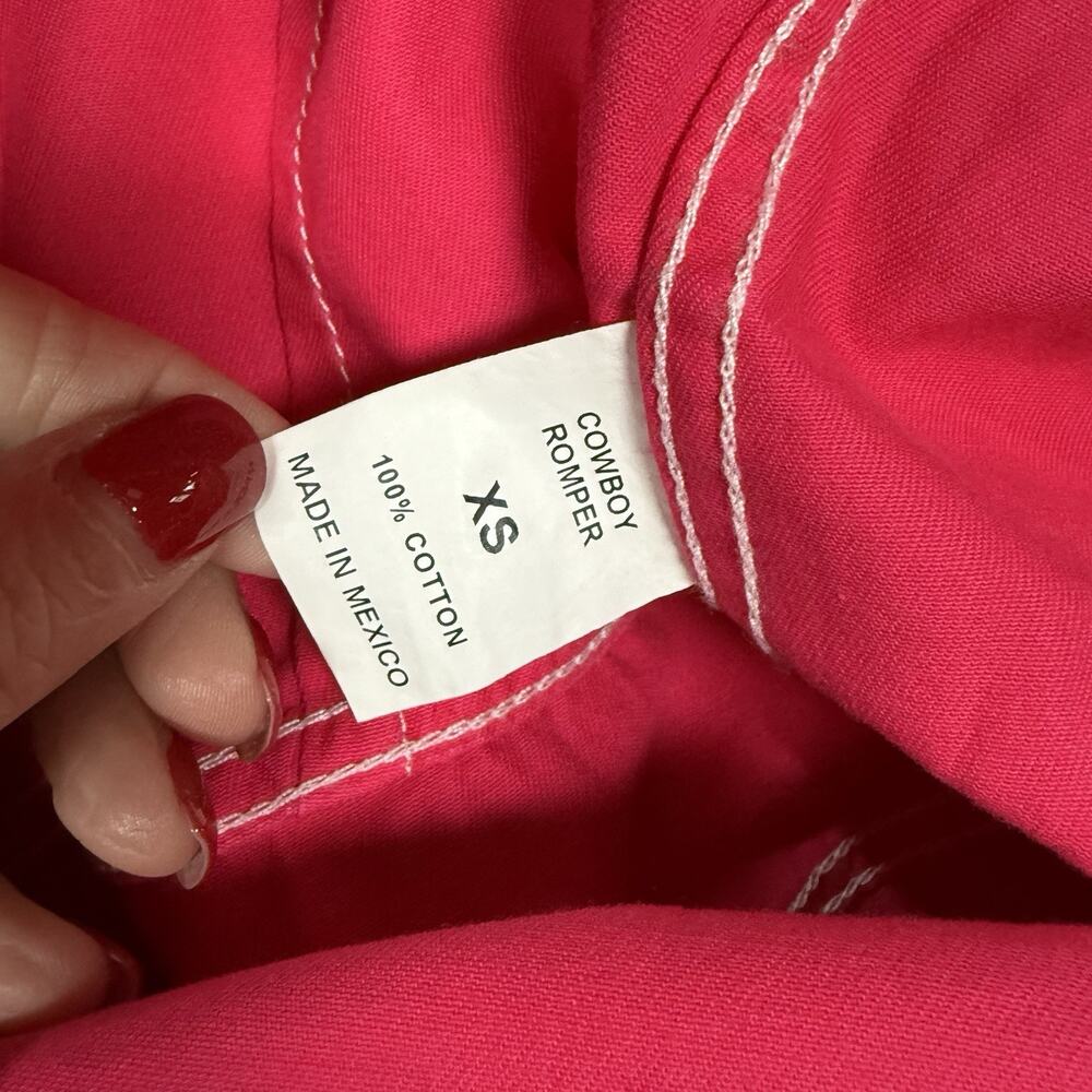 DENIMIST Cowboy Romper Hot Pink Magenta Women’s Size XS Western Pearl Snap - Picture 11 of 11